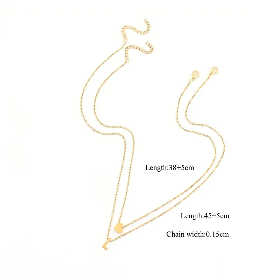 Wholesale Jewelry Simple Style Classic Style Letter Heart Shape 201 Stainless Steel 304 Stainless Steel cable chain Pendant Necklace