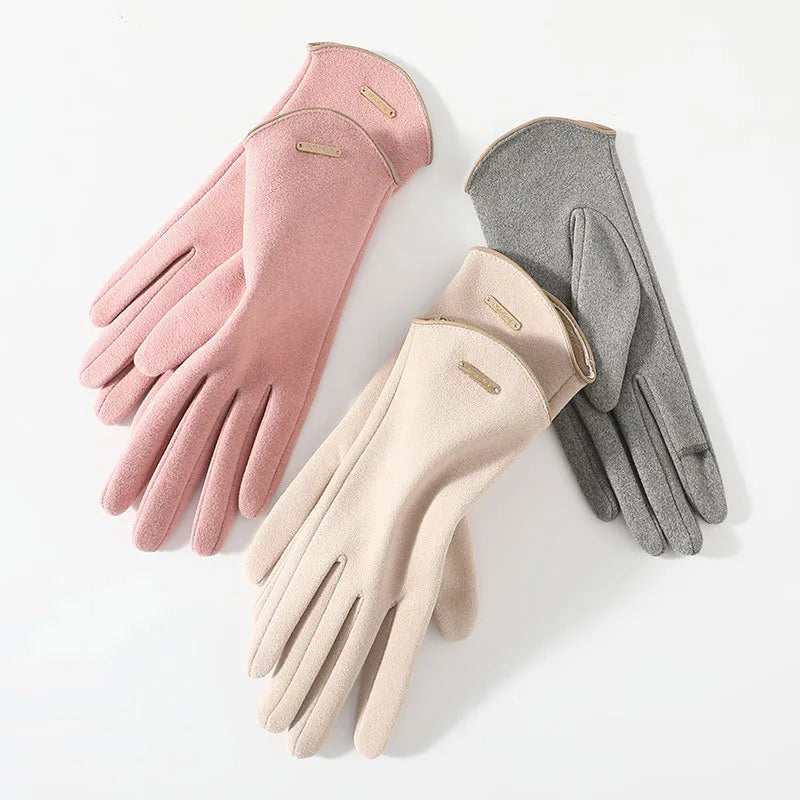 women's fashion solid color velvet polyester gloves 1 pair