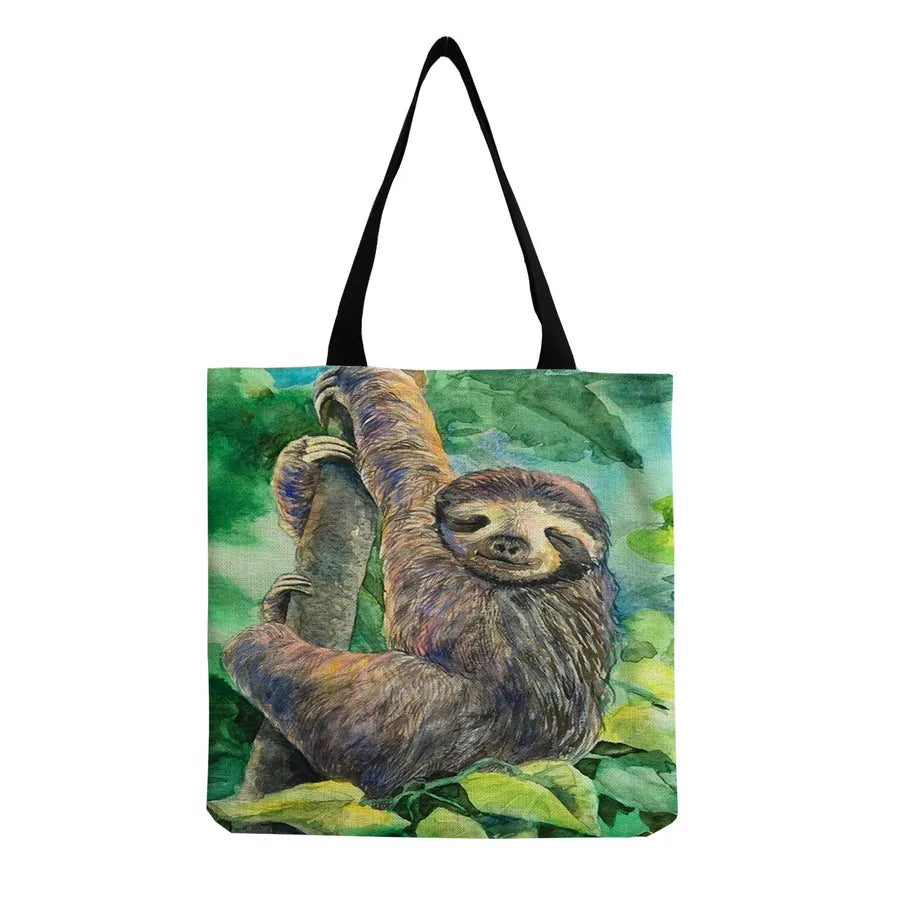 Women's Cute Cartoon Letter Linen Shopping bags