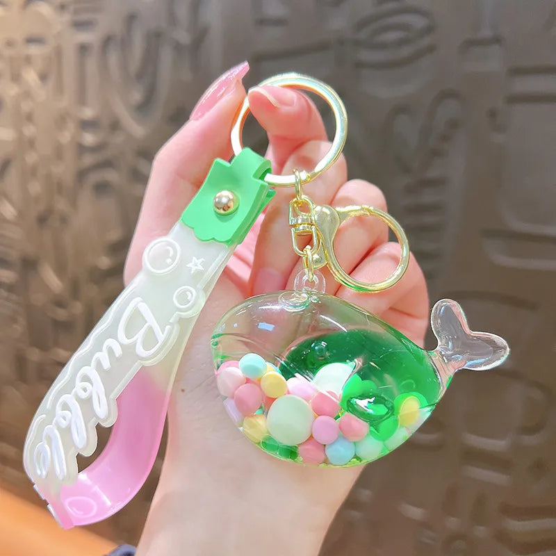 Acrylic Keychain Cute Sandflow Bottle Bag Pendant Toy Christmas Valentine Wedding Graduation Birthday Gift Keyring Decoration