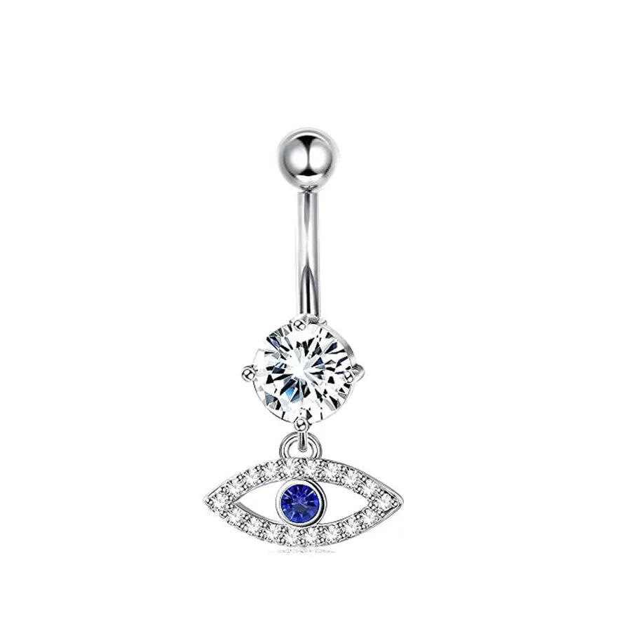 1 Piece Belly Rings Simple Style Color Block 304 Stainless Steel Inlay Zircon