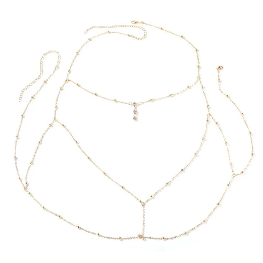 hot-saling sexy simple body clothing chain hollow multi-layer chest chain trendy fashion alloy body chain