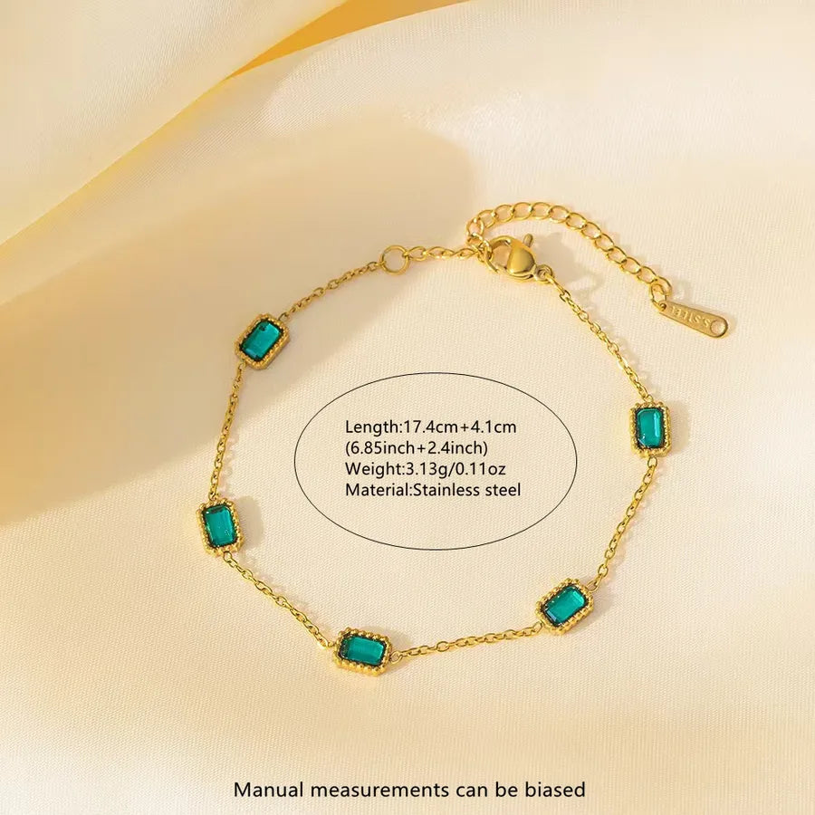 Elegant Retro Simple Style Geometric Quadrilateral 304 Stainless Steel 18K Gold Plated cable chain Bracelets In Bulk
