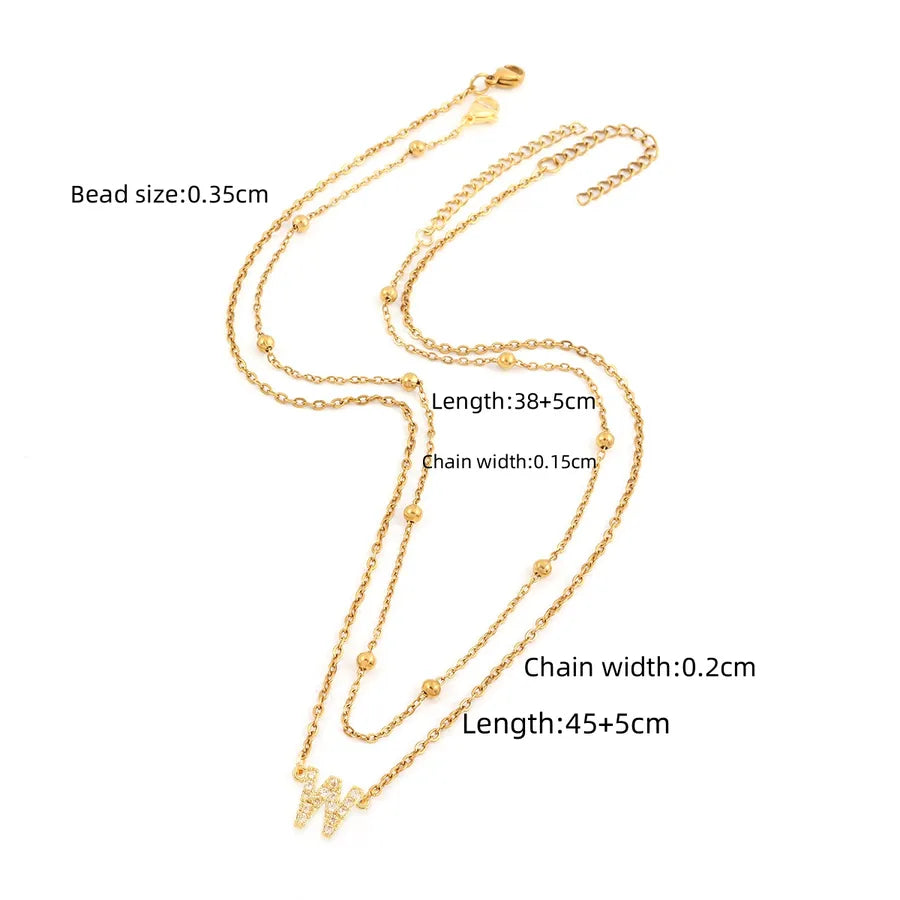 Wholesale Jewelry Simple Style Classic Style Letter 201 Stainless Steel Copper ball chain cable chain Pendant Necklace
