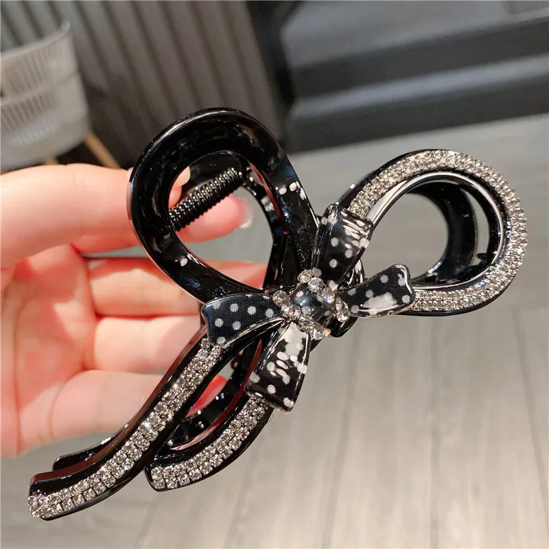 New Polka Dot Butterfly High Ponytail Claw Clip Women Large Shark Tail Hair Accessories Sweet Head Jewelry Hairpins