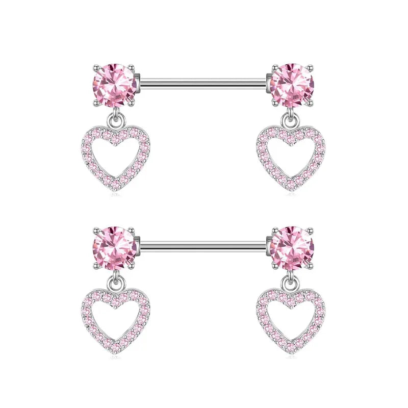 1 Piece 1 Set Belly Rings Simple Style Heart Shape 304 Stainless Steel Inlay Zircon