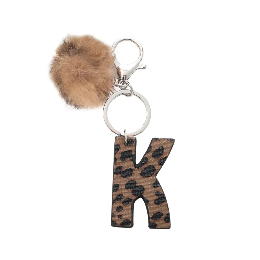 retro leopard pu leather bag pendant keychain