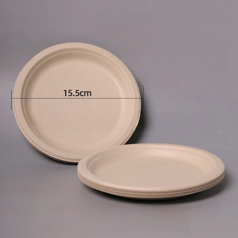 Disposable Sugarcane Pulp Paper Plate Dinner Plate Barbecue Cake Kindergarten Drawing DIY Paper Plate Thickened Pulp Plate