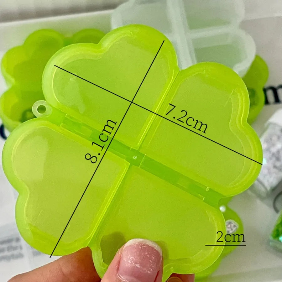 Portable Lucky Four Leaf Clover Storage Box DIY Guka Mini Tablet Splitter Handmade Organizer Ins Style Single Color PP Material