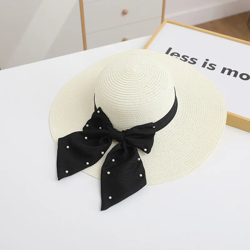 women's simple style classic style color block wide eaves straw hat