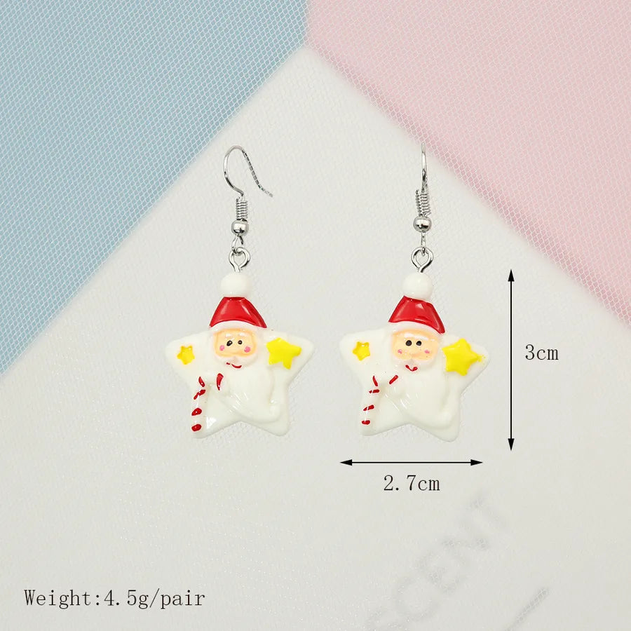 Resin Santa Claus Star Moon Earrings Christmas Series Winter Gifts Unique Design Animal Zodiac Personality Jewelry Accessories