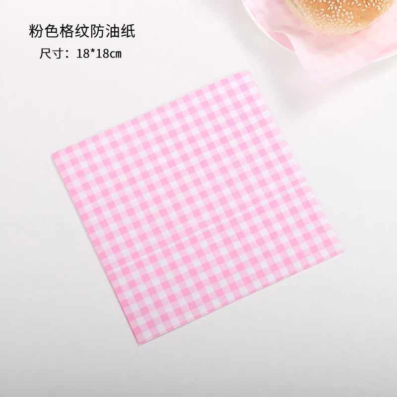 Square 18cm Oil-resistant Laminated Paper Burger Box Pad Paper Bento Cake Separation Paper Sandwich Packaging Paper