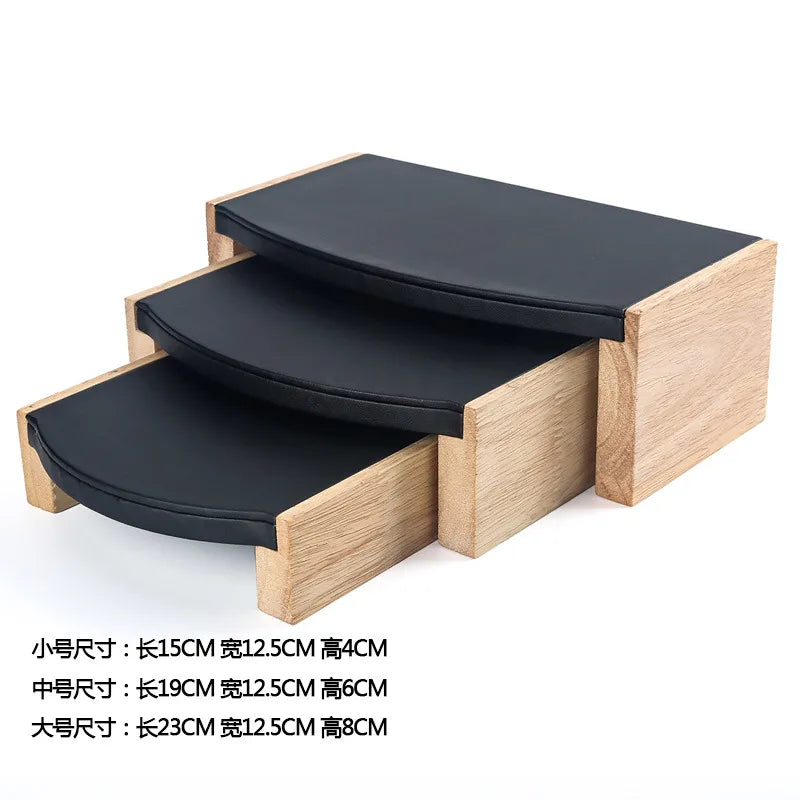 Solid Wood Jewelry Display Stand Tea Table Bracelet Necklace Stool Ornament Rack Three Piece Set Academic Style Crafted