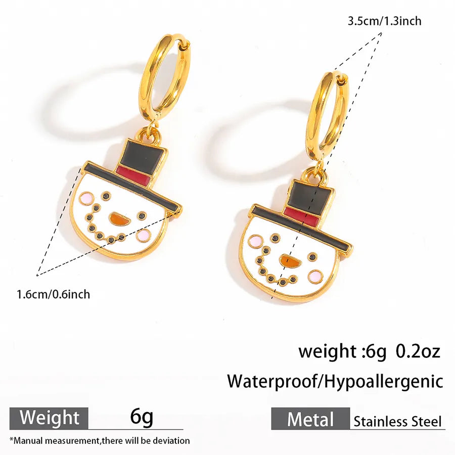 Christmas Santa Claus Ear Cuffs Titanium Steel 316L Quality Suitable For Commuting And Casual Occasions Drop Oil Earrings
