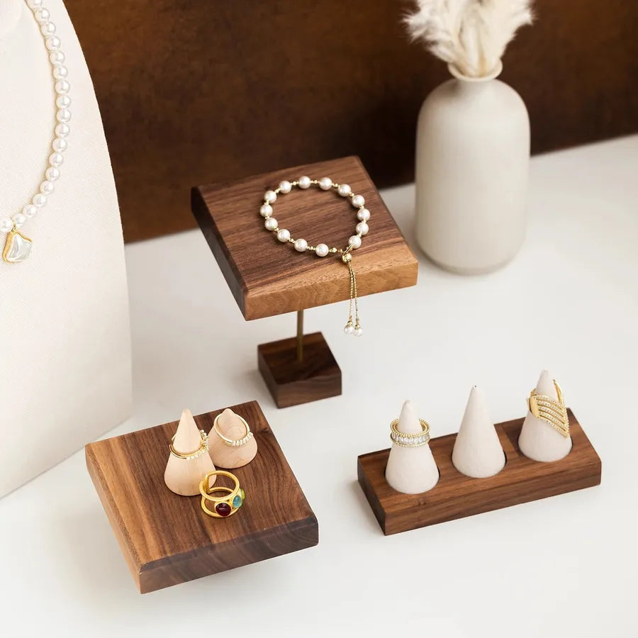 Solid Wood Jewelry Display Stand Ear Cuff Storage Tray Nordic Style Wooden Plate For Photographing And Arrangement Accessories