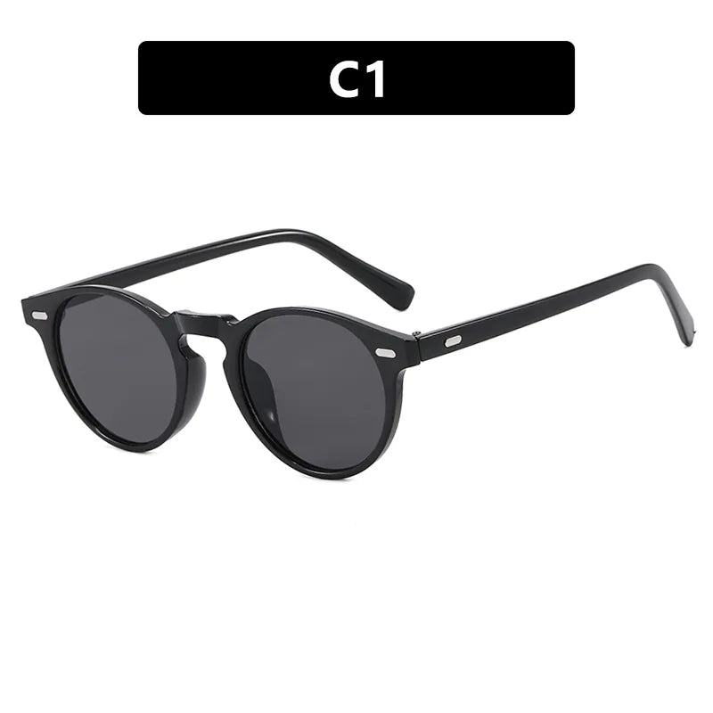 Retro Punk Commute Glasses Ac Round Frame Full Frame Men's Sunglasses