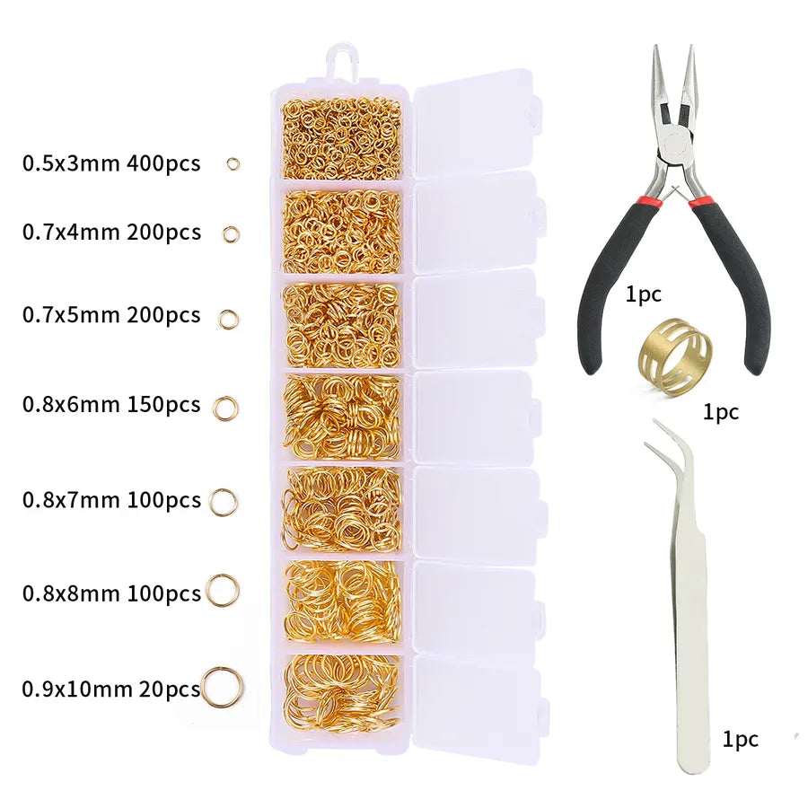 Handmade Beading Jewelry Accessories Kit Earring Hook Bracelet Necklace Material Tool Set Round Circle Chain Metal Simple Design