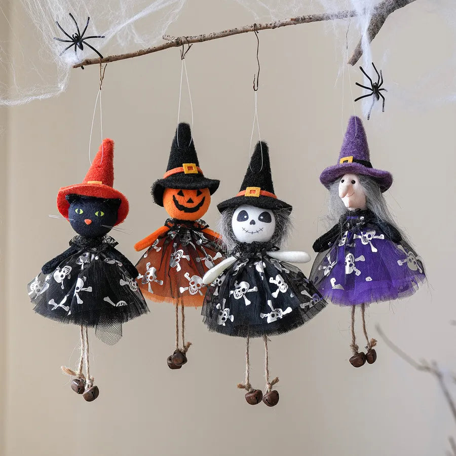 New Halloween Decorations Pumpkin Ghost Witch Doll Hanging Ornament Day Of The Dead Party Scene Costume Props Silk Material
