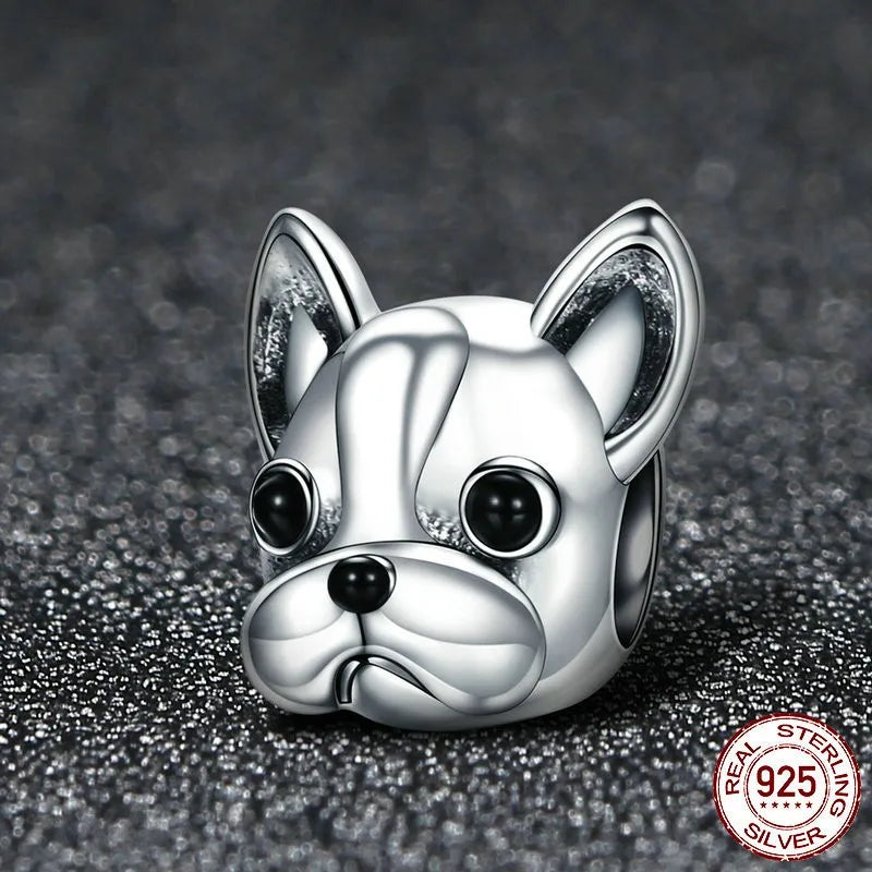 1 Piece Diameter 11mm 925 Sterling Silver Dog Polished Beads Jewelry Accessories
