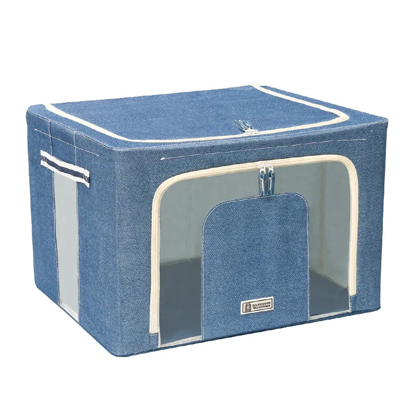 Paishilong Thickened Oxford Cloth Waterproof Storage Box Large Clothes Quilt Toy Steel Frame Folding Bainer Box Wholesale