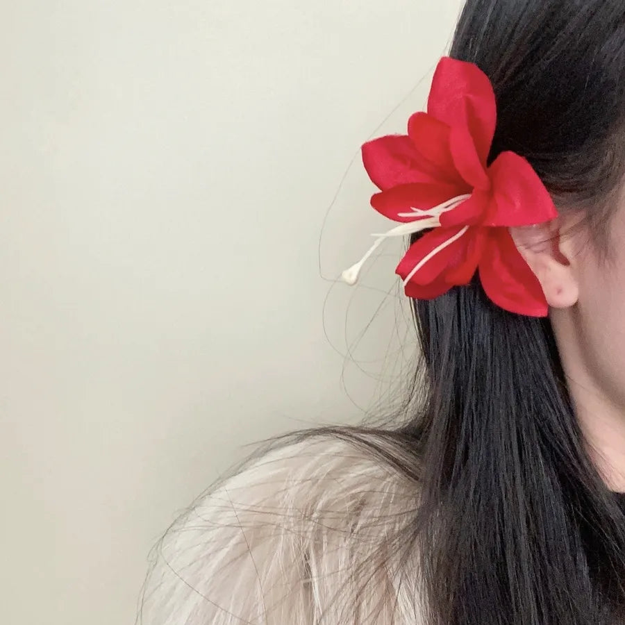 Super Fairy Artificial Flower Butterfly Flower Tassel Grip Female Sweet Style Unique and Exquisite Barrettes Ins All-Match Hair Accessories Fashion