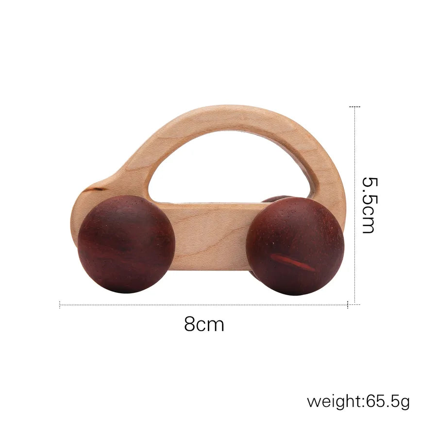 Walnut Wooden Mini Color Car Children's Early Education Educational Building Blocks Toys Baby Cart