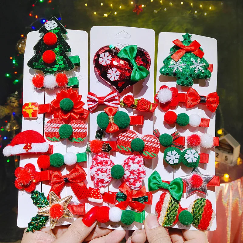 Christmas Christmas Bow Knot Cloth Metal Party Hairpin