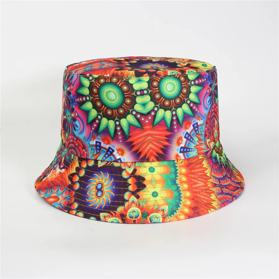 Double-Sided Fisherman Hat Women's Floral Print Sunshade Leaf Animal Cartoon Bucket Cap Spring Summer Elegant Casual Style