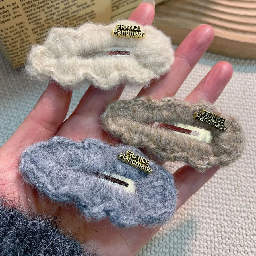 Cute Lamb Fur New Style Side Hair Clips Bangs Holders High-End Fashion Girls Hair Accessories Premium Shop Hair Decorations