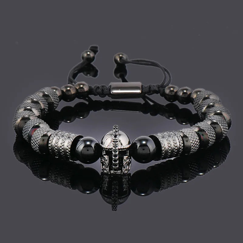 Hip-Hop Vintage Style Round 304 Stainless Steel rope Plating Men's Drawstring Bracelets Men Beaded Bracelets