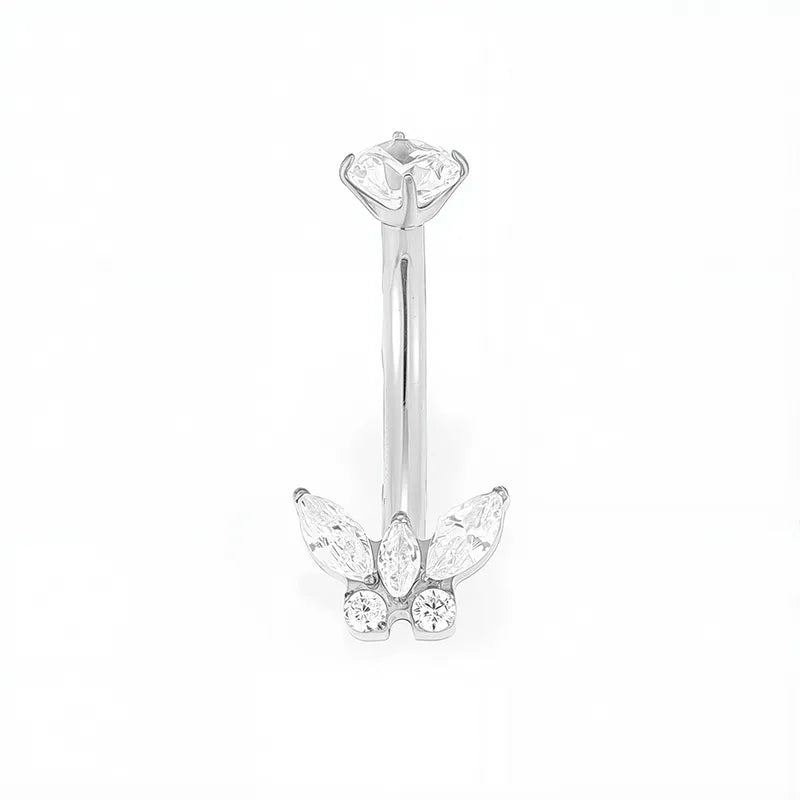 1 Piece Belly Rings Casual Cute Hip-Hop Water Droplets Heart Shape Crown Titanium Alloy Plating Zircon 18K Gold Plated