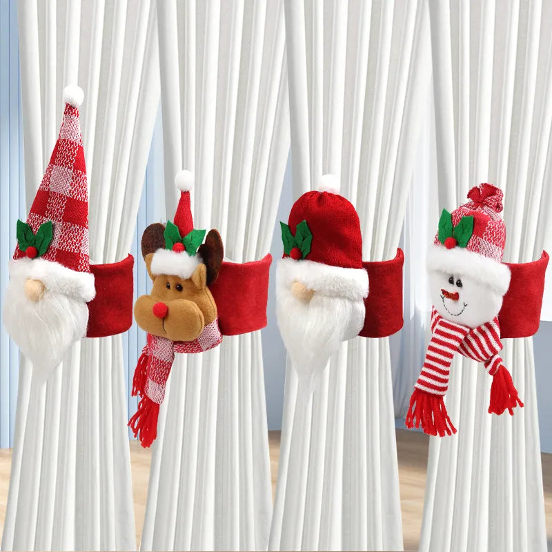 Christmas Decorations 3D Cartoon Style Snowman Themed Home Curtain Door Drape Decorations Creative Polyester Material