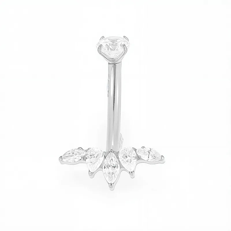 1 Piece Belly Rings Casual Cute Hip-Hop Water Droplets Heart Shape Crown Titanium Alloy Plating Zircon 18K Gold Plated