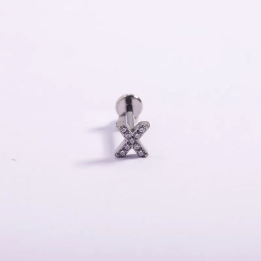 1 Piece Lip Rings Casual Punk Simple Style Cross Letter Heart Shape Titanium Alloy Polishing Plating Zircon 18K Gold Plated Lip Rings Ear Cartilage Rings & Studs