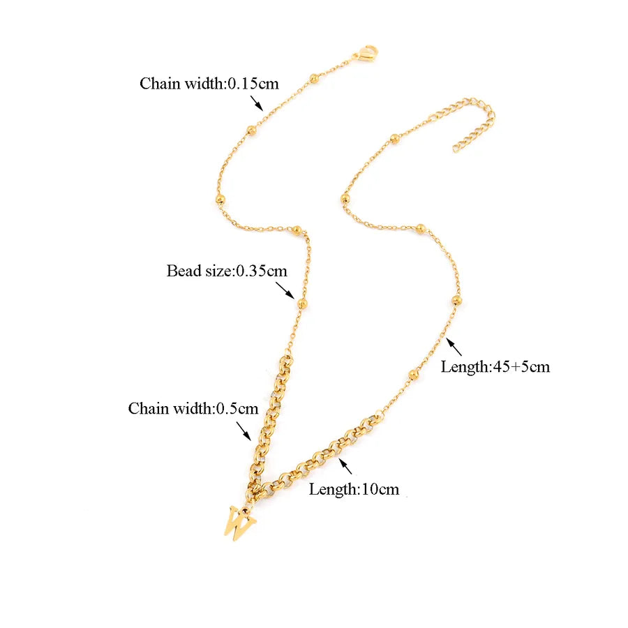 Wholesale Jewelry Casual Elegant Simple Style Letter 201 Stainless Steel 304 Stainless Steel round Pearl Chain ball chain Pendant Necklace