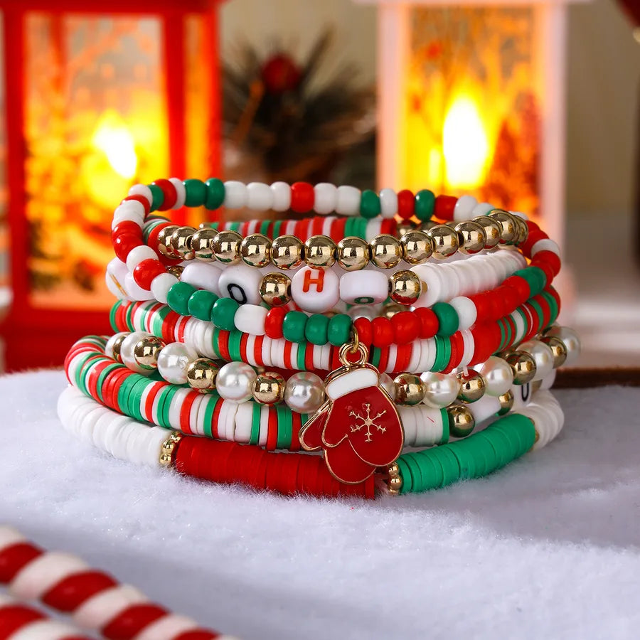Sweet Letter Gloves soft clay Beaded Bracelets Christmas Wholesale