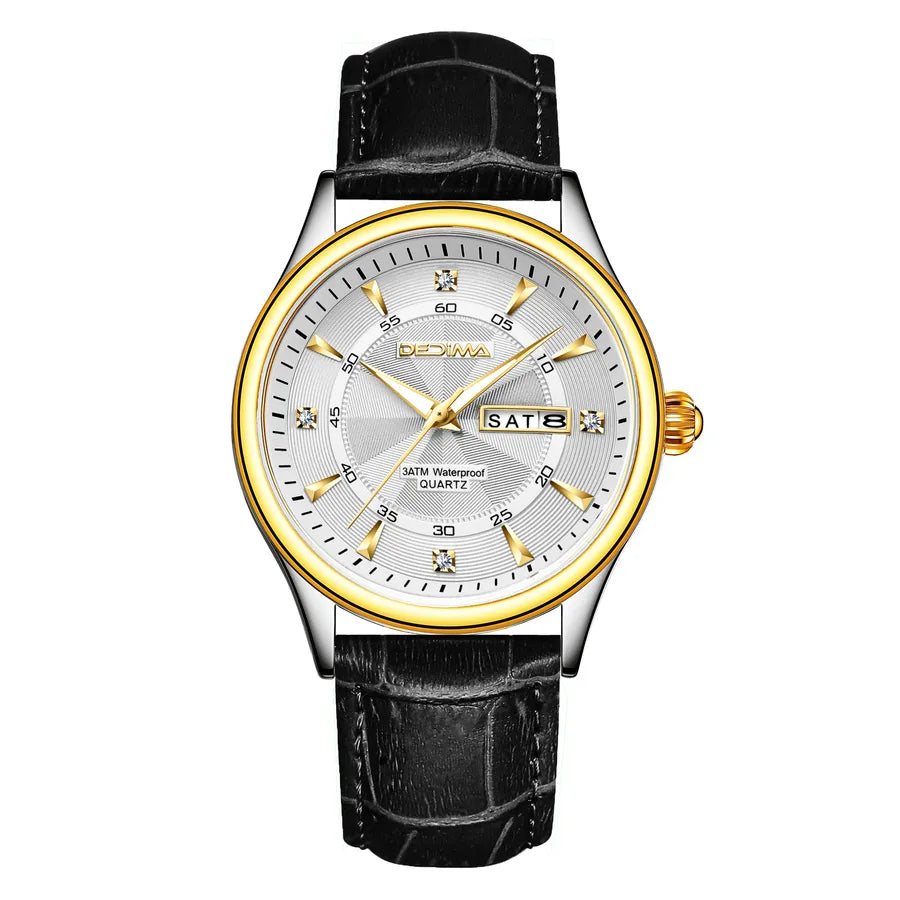 Casual Color Block Solid Color Butterfly Double Snap Quartz Men's Watches