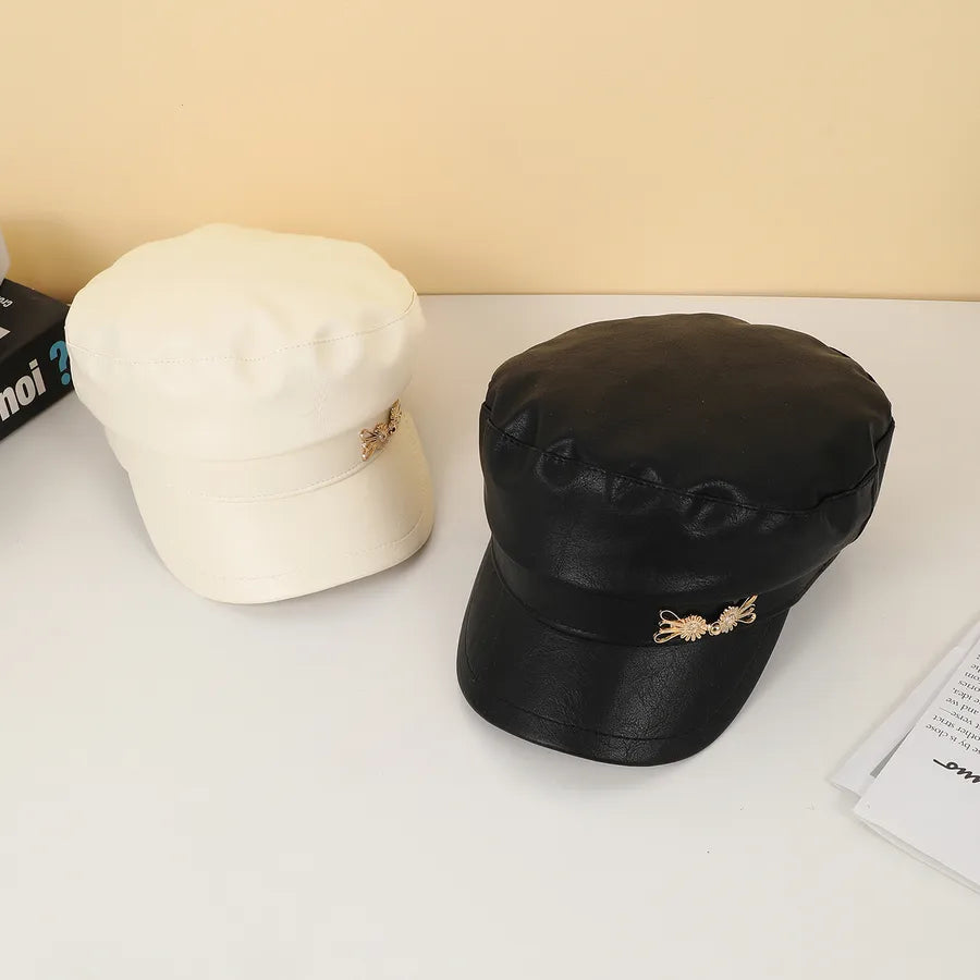 Women's Casual Simple Style British Style Solid Color Curved Eaves Newsboy Cap