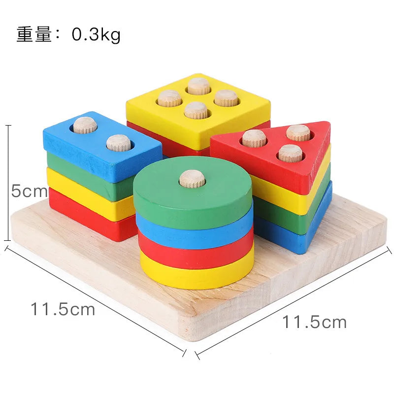 Children's eight-tone harp threading clock rainbow tower four sets of column shape plate twist insect baby educational toys wholesale