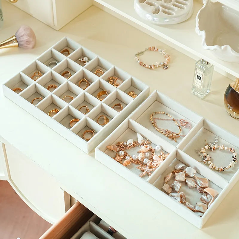 Organizer Box Jewelry Drawer Style Separator Built-In Tray Necklace Earring Ring Arrangement Box Cosmetic Table Essential