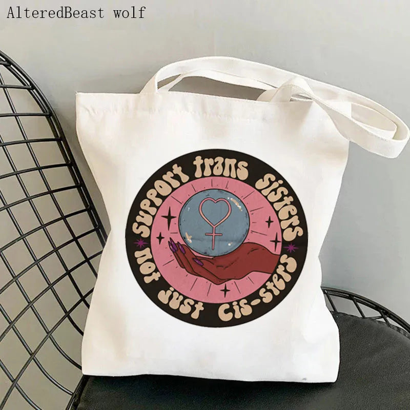 Magic Witch Pastel Gothic Handbag Printed Canvas Tote Single Shoulder Shopping Bag Ladies Fashion Handbag