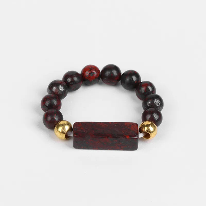 ethnic style round natural stone beaded rings 1 piece