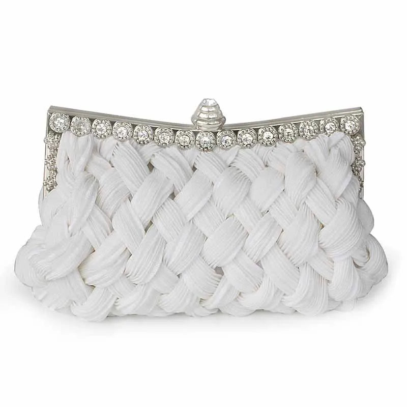 white red purple polyester solid color rhinestone dumpling shape evening bags