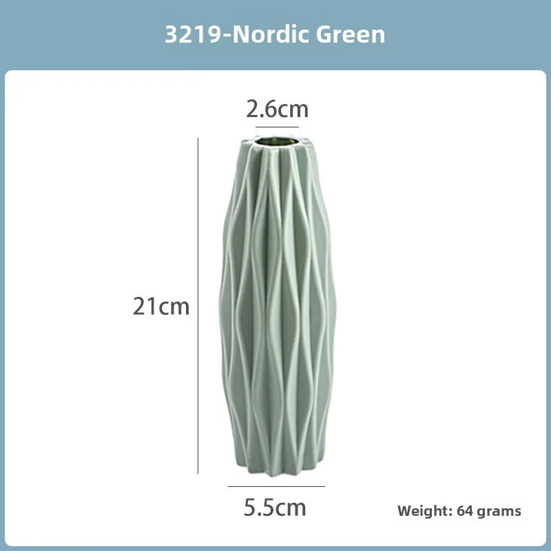 Imitation Ceramic Vase Nordic Plastic Vase Morandi Living Room Ornaments Vase Hydroponic Creative Vase Wholesale