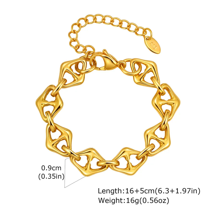 IG Style Casual Simple Style Geometric Rhombus 201 Stainless Steel 18K Gold Plated Handmade Chain Bracelets In Bulk