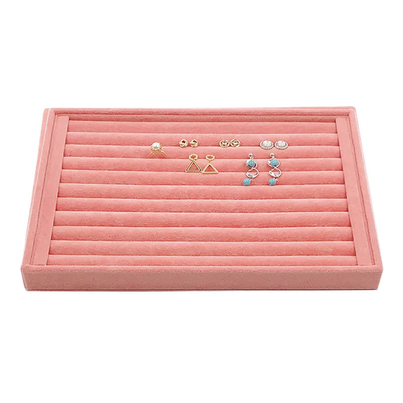 Pink Ice Fleece Jewelry Tray Jewelry Display Rack Earrings Earrings Necklace Bracelet Pendant Storage Box