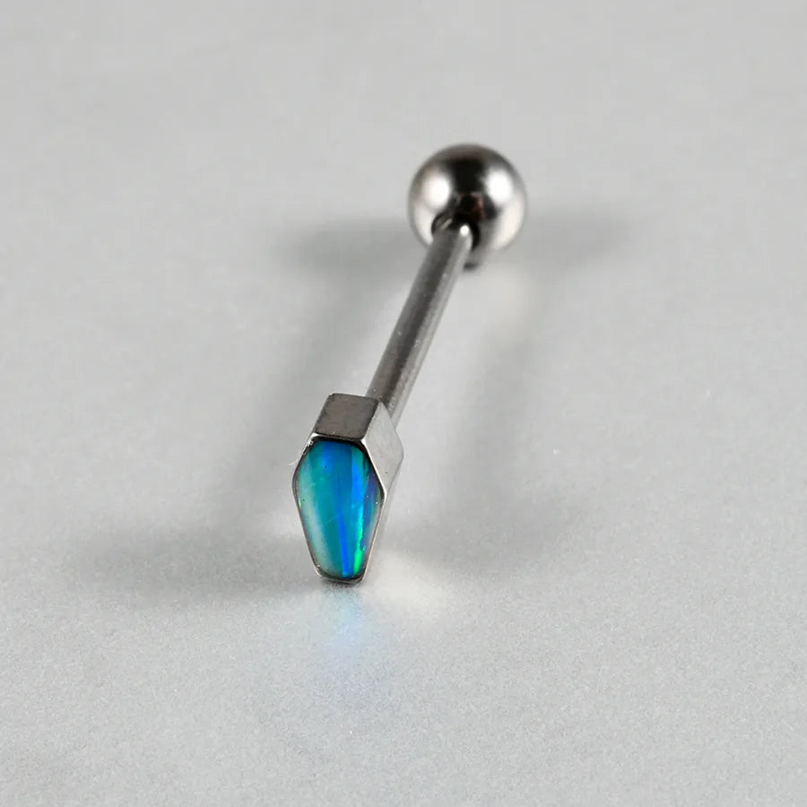 1 Piece Lip Rings Casual Elegant Vacation Coffin Horse Eye G23 Titanium Resin Opal Polishing Resin Opal Tongue Rings