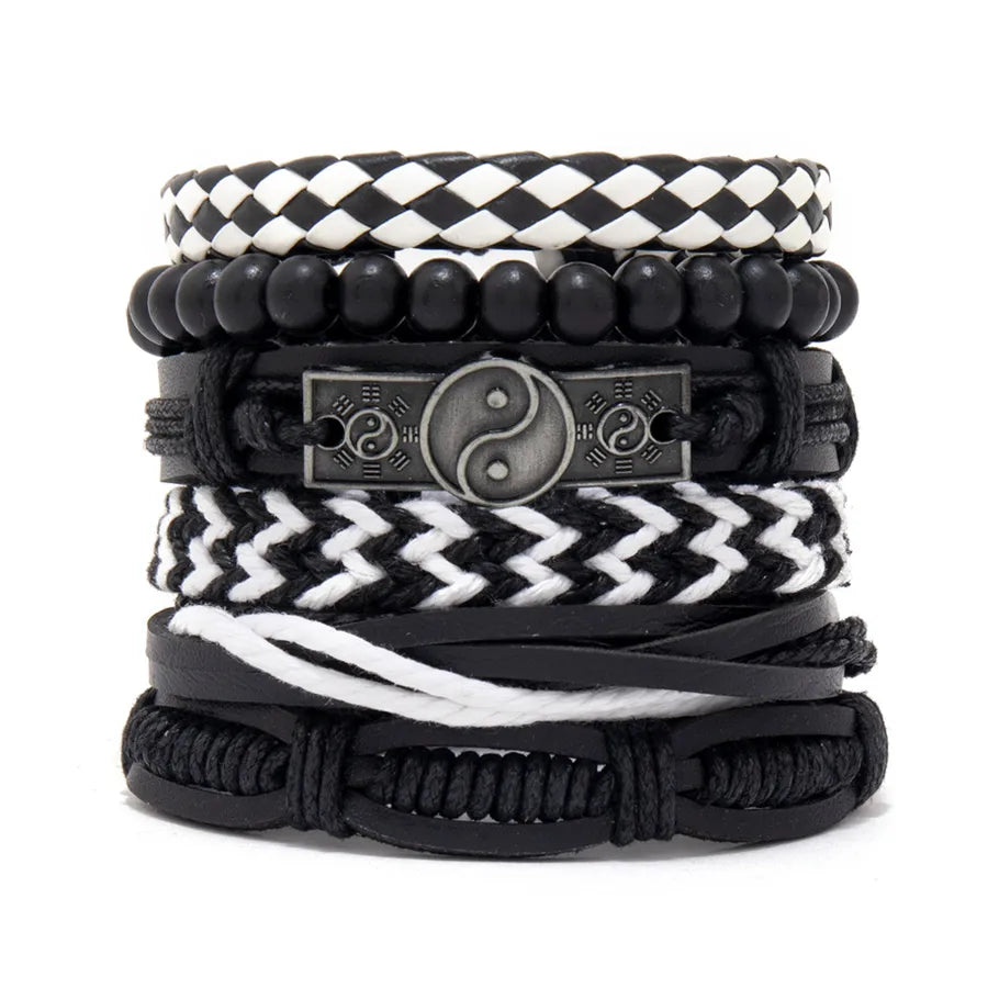 hip-hop solid color pu leather men's bangle 1 piece