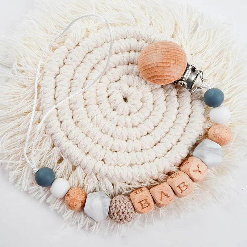 simple style letter beech silicone baby accessories