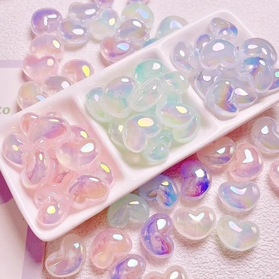 10 PCS/Package Arylic Heart Beaded Beads